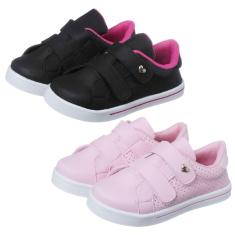 Kit 2 Pares de Tênis Infantil Feminino Casual Preto e Kidstep-Feminino
