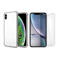 Capinha Silicone Antichoque e Película Vidro Compatível com Iphone X