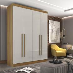 Guarda Roupa Solteiro 4 Portas 3 Gavetas Paris Plus D Doro Cinamomo/Off White