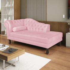 Diva Recamier Dora 140cm Lado Direito Suede Rosa Bebê