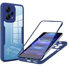 CCSmall Capa transparente para Xiaomi Redmi Note 12 Pro 5G com protetor de tela, capa de proteção robusta de corpo inteiro TPU macio azul