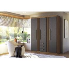 Guarda-roupa Aurora 03 Portas 3 Gavetas Jatobá/Grafite