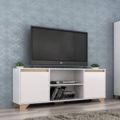 Rack para TV 42 Polegadas 2 Portas 3 Prateleiras Benevello Quiditá Branco
