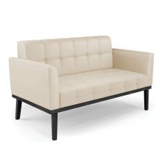 Sofá Namoradeira 2 Lugares Base de Madeira Preto Elisa Corino D03 - D`Rossi