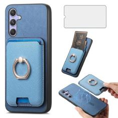 Asuwish Capa de celular para Samsung Galaxy A54 5G carteira celular com protetor de tela de vidro temperado anel fino suporte compartimento para cartão de crédito A545G A 54 54A 4G G5 SM A546U