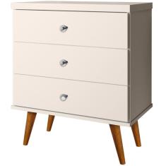 Mesa de Cabeceira 03 Gavetas Status J&A Móveis – OFF White