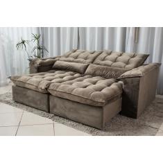 Sofá Retrátil e Reclinável Ipanema 1,80m em Tecido Veludão C/Pillow nos Braços - Montagem Inclusa