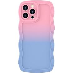 miyonsin Capa para iPhone 14 Pro, design de moldura ondulada ondulada para mulheres e meninas, linda capa de telefone de cor gradiente ondulada, macia TPU SLiquid silicone para proteção de câmera para