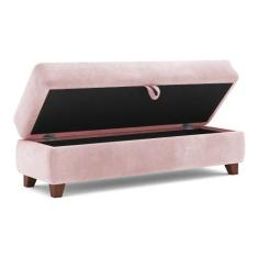 Recamier Calçadeira Bali 1,40m Suede Rosa Bebe - Inova Decorações