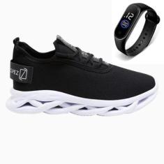Tênis Masculino Esporte Gmm Shoes Cardaço Academia Corrida Macio Dia a Dia + Relógio-Masculino