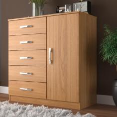 Cômoda 5 Gavetas 1 Porta Zurique Evidência Móveis, Cinamomo