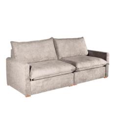 Sofá 3 Lugares 2,45m Living Julie Bom Pastor, Bege Veludo Bouclé