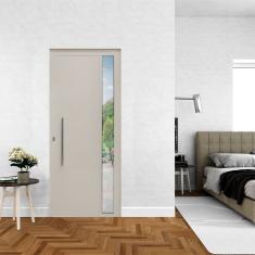 Porta De Alumínio Lambril 210X90Cm Com Visor E Puxador Lado Esquedo Branco