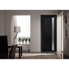 Porta De Alumínio Lambril 210X80Cm Com Visor Lado Esquerdo Preto