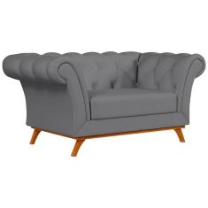 Sofá 150cm 2 Lugares Base Madeira Império D-317 Veludo Cinza - Domi