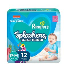 Fraldas Descartáveis Para Água Pampers Splashers Baby Shark P-M 12 Unidades