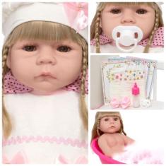 Bebe Reborn Menina Loira Princesa Corpinho de Silicone - Cegonha Rebor