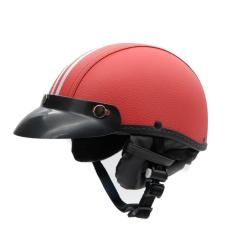 Capacete coquinho scooter moto elétrica bike couro vermelho
