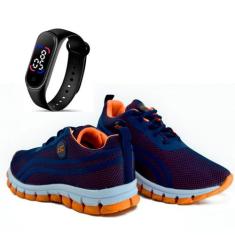 Kit Tênis Lege 23 Infantil para Escola e Dia a Dia + Relógio Led, Azul