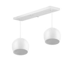 Lustre Pendente Bola Duplo Base Retangular Branco - MARRYLUZ