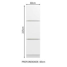 Paneleiro Madesa Lux 60 cm 3 Portas - Branco/Branco Veludo
