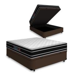 Cama Box Baú Casal + Colchão De Espuma D33 - Castor - Black White Double Face 138x188x69cm