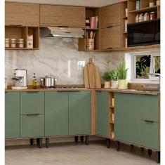 Balcão Para Cozinha Canto Reto Toscana Espresso Móveis Freijó/Jade