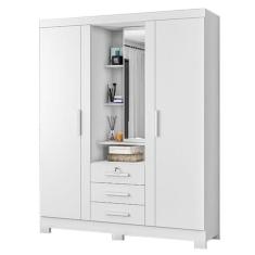 Guarda Roupa Solteiro Capelinha Premium 3 Portas Branco - Zanzini