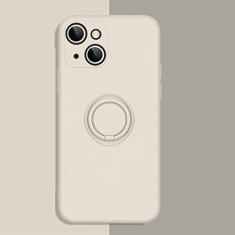 Capa de telefone de silicone líquido macio para iPhone 11 12 13 Pro Max 13Mini XS Max X XR 7 8 Plus SE 2020 Stand Ring Capa à prova de choque, branco antigo, para iPhone 12 Pro