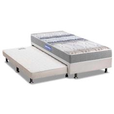 Cama Box c/Auxiliar Solteiro: Colchão Espuma Probel D45 Guarda Costas Gray + Base CRC Courano White(88x188)