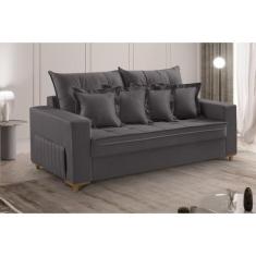 Sofá 3 Lugares Beny 200cm com Almofadas e Pés de Madeira - Vicam Estof