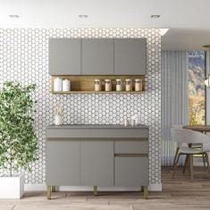 Cozinha Compacta com Tampo 120cm 6 Portas 1 Gaveta Line Kits Paraná, G