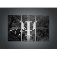 Quadro Decorativo Psicologia Cérebro Decorações Com 3 peças Com Moldur