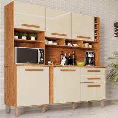 Armário De Cozinha 6 Portas 2 Gavetas Alexia Top Imop Móveis Cinamomo Com Off White