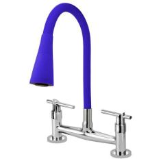 Torneira Misturador Gourmet Flexível Cone Azul Mesa - Furkin, Volante 