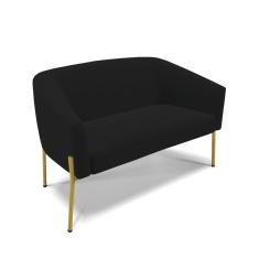 Sofá Namoradeira 2 Lugares Pé De Ferro Dourado Stella Linho D03 - D'rossi Cor A79 Preto