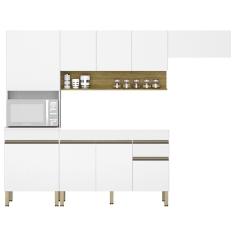 Armário de Cozinha 4 peças Balcão sem Tampo 120cm Lina04 Z06 Supremo/Freijó - Mpozenato