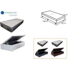 Conjunto Cama Box Baú Solteiro Padrão + Colchão Sankonfort Sleep Fresh