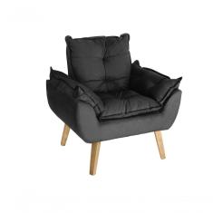 Poltrona/cadeira Decorativa Glamour Opala Com Pés Quadrado Preto