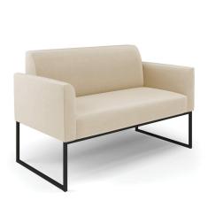 Sofá Namoradeira Base Industrial Preto Marisa Suede Bege