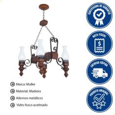 Lustre Muller Rustico 4 Lâmpadas Envelhecido 724E - Luminárias Muller