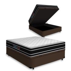 Cama Box Baú Casal + Colchão De Espuma D33 - Castor - Black White Double Face 138x188x69cm