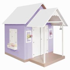 Casinha de Brinquedo Com Telhado Branco e lilás
