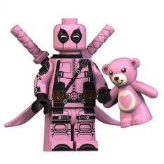 Boneco Blocos De Montar Super Heróis Deadpool Rosa Ursinho