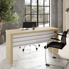 Mesa para Escritório 135cm Tamburato Elegante Executiva Charuto Artany Carvalho/Branco