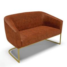 Sofá Namoradeira 2 Lugares Base Industrial Dourado Stella Corano D03 - D`rossi Cor Nozes