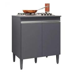 Balcão Para Cooktop Armário De Cozinha Andréia - Ajl Móveis Cor Cinza
