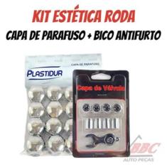 Capa de Parafuso Cromado17mm/19mm + Bico De Pneu Cromado Válvula Antif