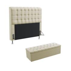 Kit Cabeceira Estofada Decorativa Rana 195 Para Cama King e Calçadeira