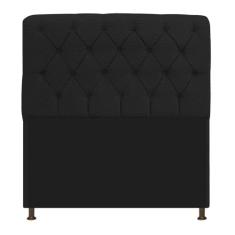 Cabeceira Lady Estofada Capitonê 90 cm para Cama Box Solteiro Corano Preto Quarto - AM Decor